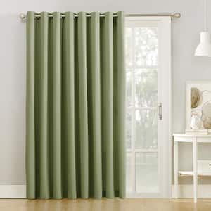 Gregory Sage Green Polyester 100 in. W x 84 in. L Grommet Sliding Patio Door Room Darkening Curtain (Single Panel)