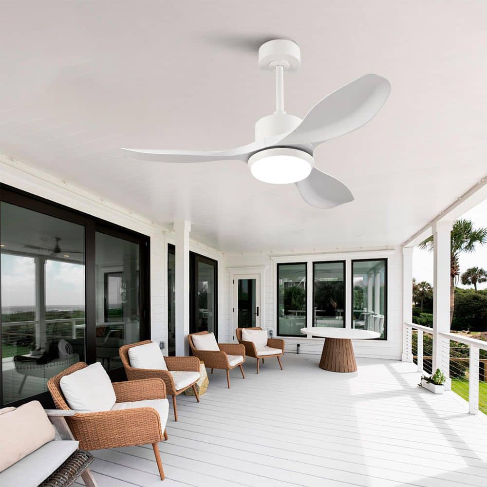 42 in. White 3 ABS Blade Downrod Mount Standard Ceiling Fan with Outstanding Dimmable LED Lighting and Remote Control price history on PriceWatchPro