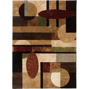Tribeca Brown/Red 8 ft. x 11 ft. Geometric Area Rug