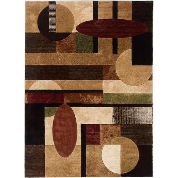Home Dynamix Tribeca Brown/Red 8 ft. x 11 ft. Geometric Area Rug