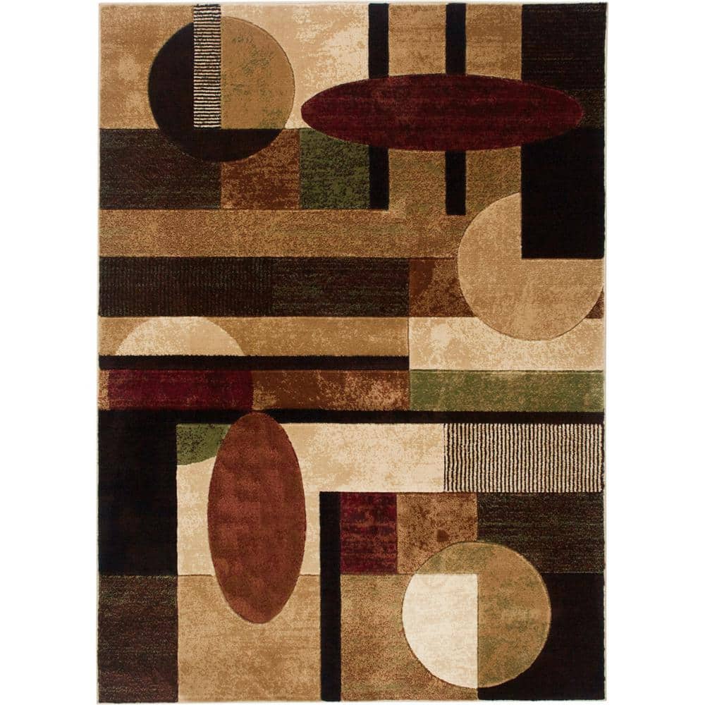 Chic Khaki Geometric Tufted Area Rug with Non-Slip Backing