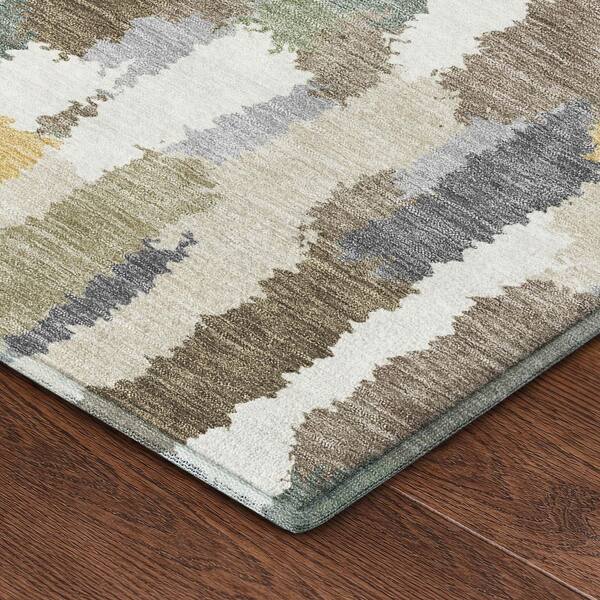 Mayfield Premium Machine Washable Abstract AMF2437 Ivory 9 ft. x 12 ft. Area Rug