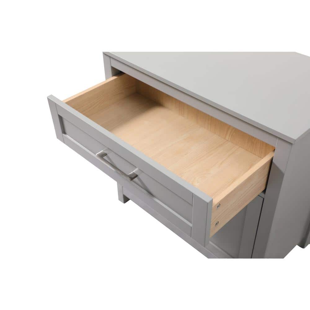 Gray MDF Bathroom Storage Cabinet with Brushed Nickel Hardware