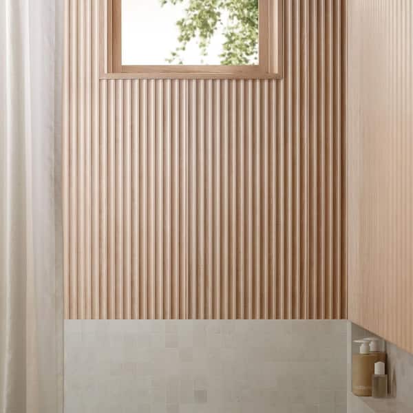 Forma Honey Brown 6 in. x 0.52 in. Fluted Wood Look Matte Ceramic Wall Tile Sample