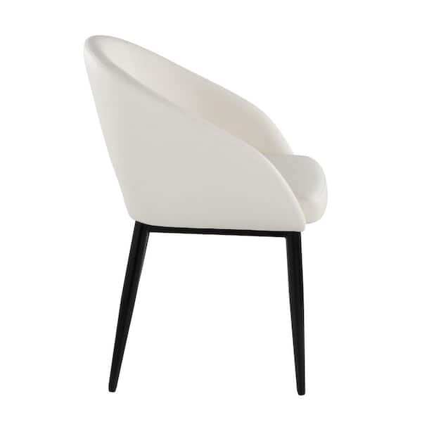 LumiSource Renee White Faux Leather and Black Metal Side Chair