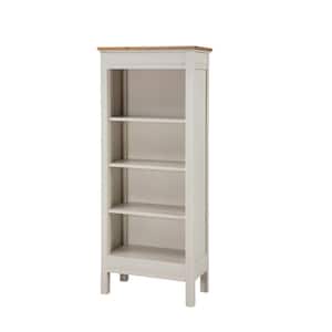 60 in. Ivory Wood 4-shelf Standard Bookcase with Adjustable Shelves