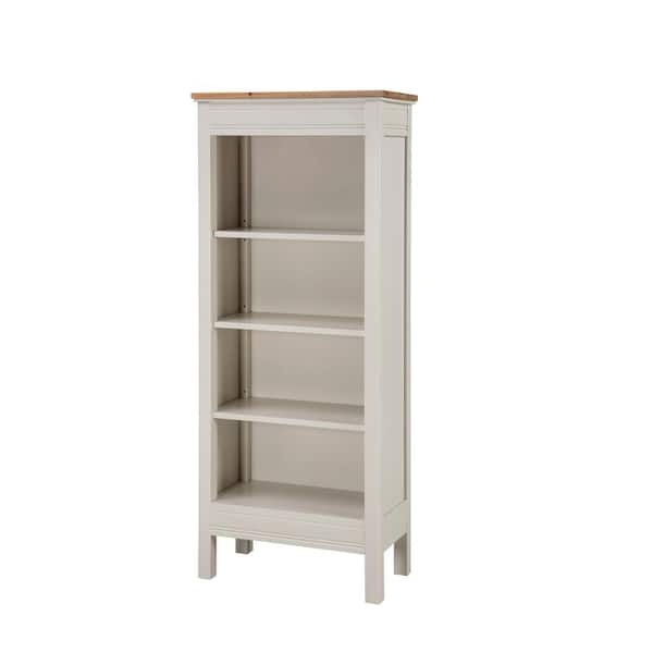 Alaterre Furniture 60 in. Ivory Wood 4-shelf Standard Bookcase with Adjustable Shelves