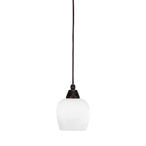 Bryson 6 in. 1-Light Dark Granite Cord Pendant Light with 6 in. White Marble Glass Shade, no bulb included