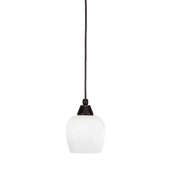 Unbranded Bryson 6 in. 1-Light Dark Granite Cord Pendant Light with 6 in. White Marble Glass Shade, no bulb included