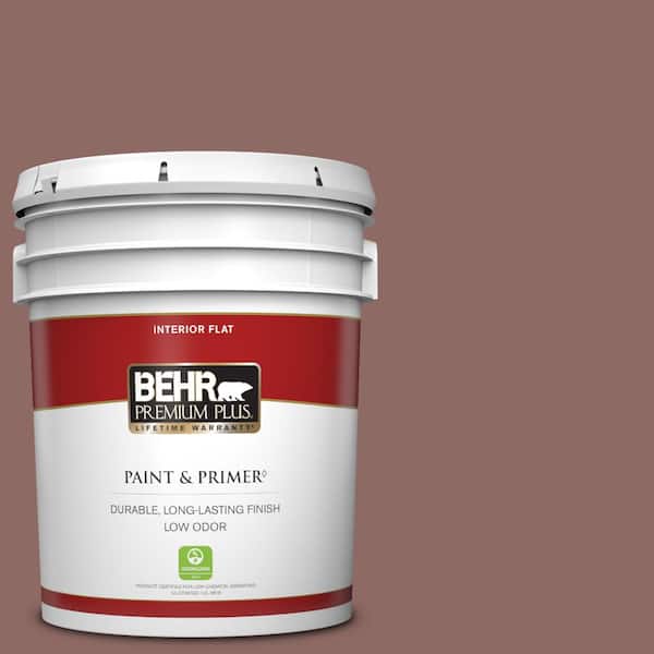 BEHR PREMIUM PLUS 5 gal. #700B-5 Red Stone Flat Low Odor Interior Paint & Primer
