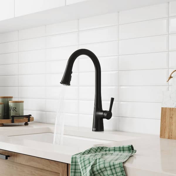Southport 16.5 in. Single Handle Pull Down Sprayer Kitchen Faucet with 180° Spout Swivel in Matte Black