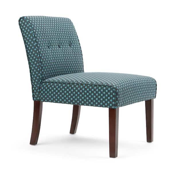 Simpli Home Sallybrook Teal Fabric Slipper Chair