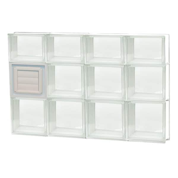 Clearly Secure 31 in. x 21.25 in. x 3.125 in. Frameless Clear Glass Block Window with Dryer Vent