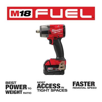 Milwaukee M18 FUEL 18V Lith-Ion Brushless Cordless 1/2 in. Mid-Torque Impact Wrench with Resistant Batteries & Impact Socket Set 2962-22R-49-66-6805