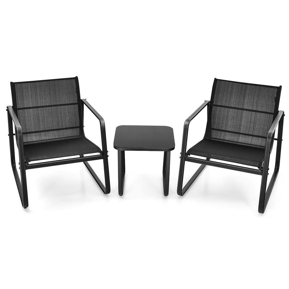 3-Piece Metal Bistro Set Patio Conversation Furniture Set w/Fast-Drying Fabric price history on PriceWatchPro