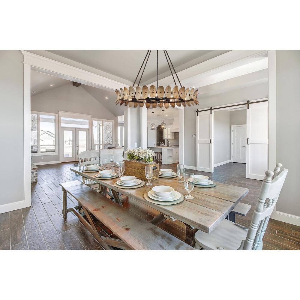 Natural Champagne Mist 8-Light Coconut Shell Chandelier