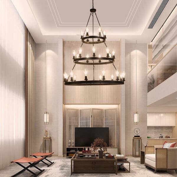 27-Light Noble Chandelier 3-Tiers Large Chandelier, Hanging