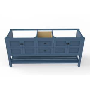 Alicia 71.25 in. W x 21.75 in. D x 32.75 in. H Bath Vanity Cabinet without Top in Matte Blue with Black Knobs