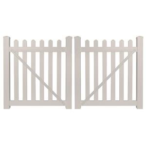 Chelsea 10 ft. W x 4 ft. H Tan Vinyl Picket Fence Double Gate Kit Includes Gate Hardware