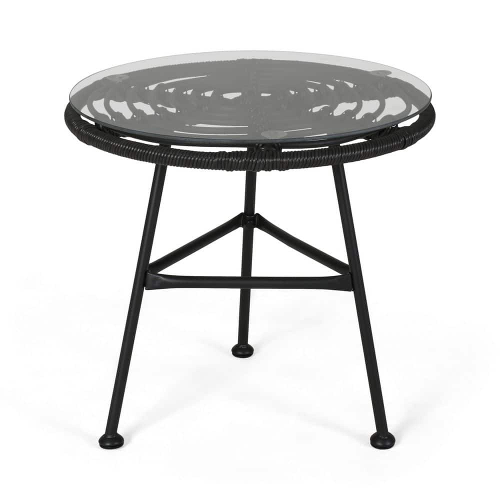 19.5'' Black Metal and Gray Plastic Round Outdoor Side Table price history on PriceWatchPro
