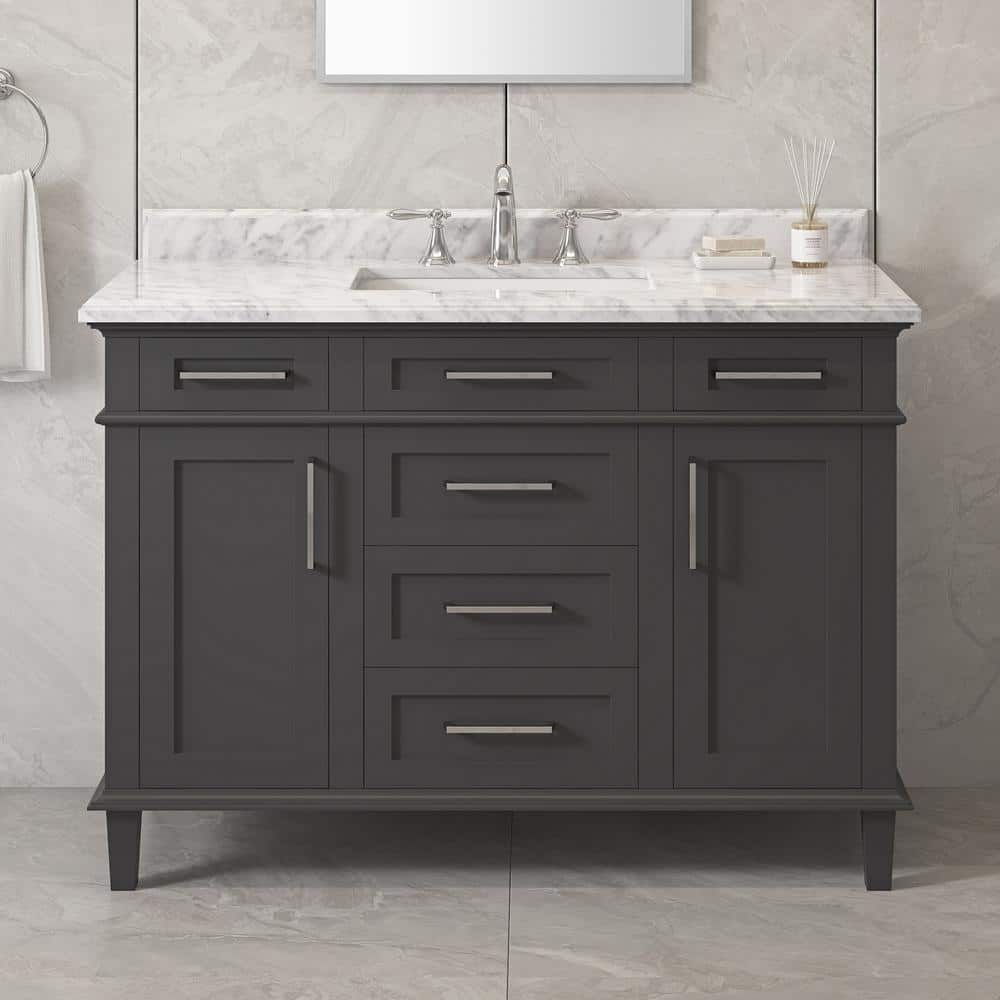 Sonoma 48 in. Single Sink Dark Charcoal Bath Vanity with Carrara Marble Top (Assembled) price history on PriceWatchPro