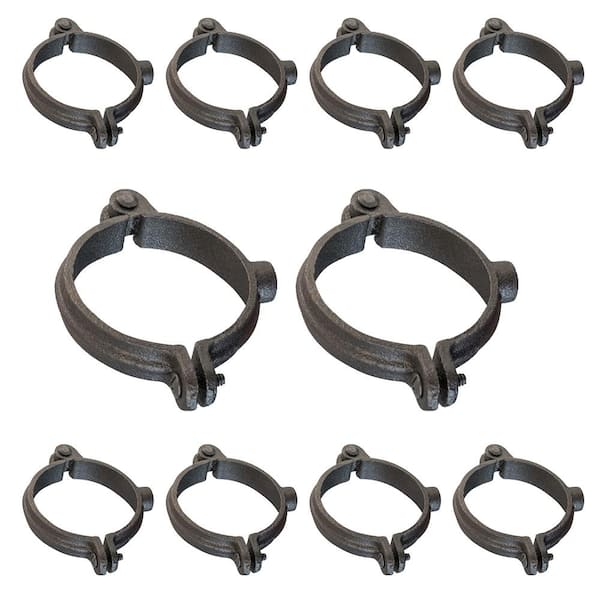 PLUMBFLEX 3/8 in. Hinged Split Ring Pipe Hanger, Malleable Iron Clamp with 3/8 in. Rod Fitting, for Suspending Tubing (10-Pack)