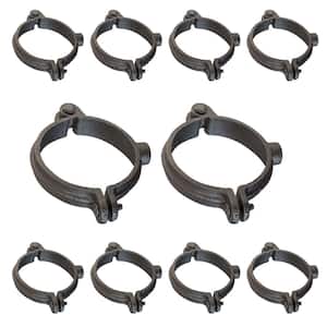 3/8 in. Hinged Split Ring Pipe Hanger, Malleable Iron Clamp with 3/8 in. Rod Fitting, for Suspending Tubing (10-Pack)