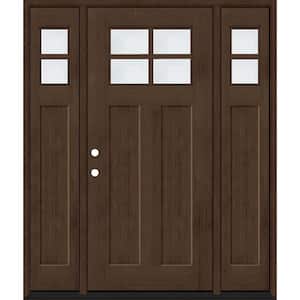 Regency 64 in. x 80 in. RHIS 4L-1/4Toplite Clear Glass Hickory Stain Fir Fiberglass Prehung Front Door with Dbl 12in.SL