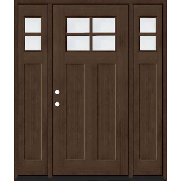 Regency 68 in. x 80 in. RHIS 4L-1/4Toplite Clear Glass Hickory Stain Fir Fiberglass Prehung Front Door with Dbl 14in.SL