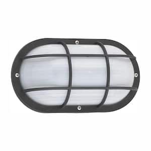 Bayside Small Black 1-Light Outdoor 4 in. Bulkhead with LED Bulb