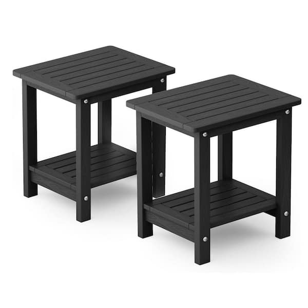 Gray Square Plastic Outdoor Side Table, Set of 2 L0CLLQTZF6 - The
