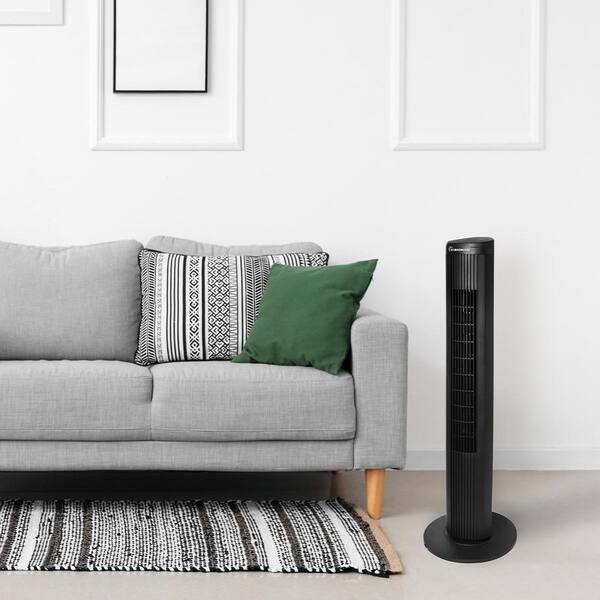 VISIONAIR 40 in. Oscillating Digital Tower Fan in Black with
