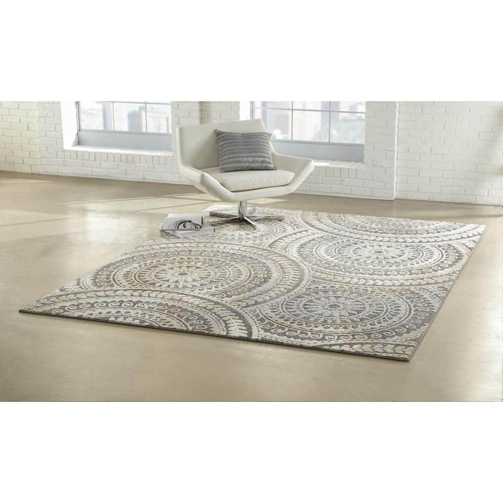 Spiral Medallion Ivory 8 ft. x 10 ft. Area Rug - thumbnail 2