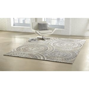 Spiral Medallion Cool Gray Tones 5 ft. x 7 ft. Area Rug