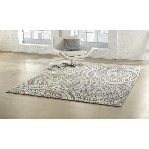 Spiral Medallion Gray 9 ft. x 13 ft. Area Rug