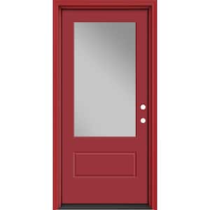 Performance Door System 36 in. x 80 in. VG 3/4-Lite Left-Hand Inswing Clear Red Smooth Fiberglass Prehung Front Door