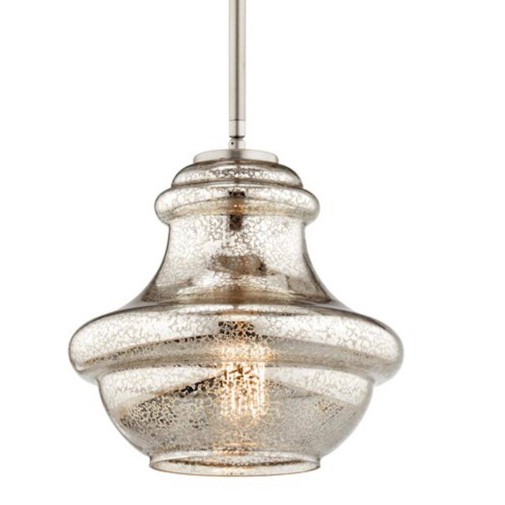 Everly 9'' Mini Pendant Light in Brushed Nickel with Clear Schoolhouse Shade