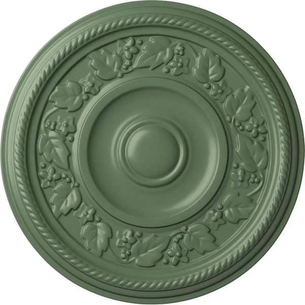 Ekena Millwork 16-1/8" x 3/4" Tyrone Urethane Ceiling Medallion (Fits Canopies upto 6-3/4"), Hand-Painted Athenian Green