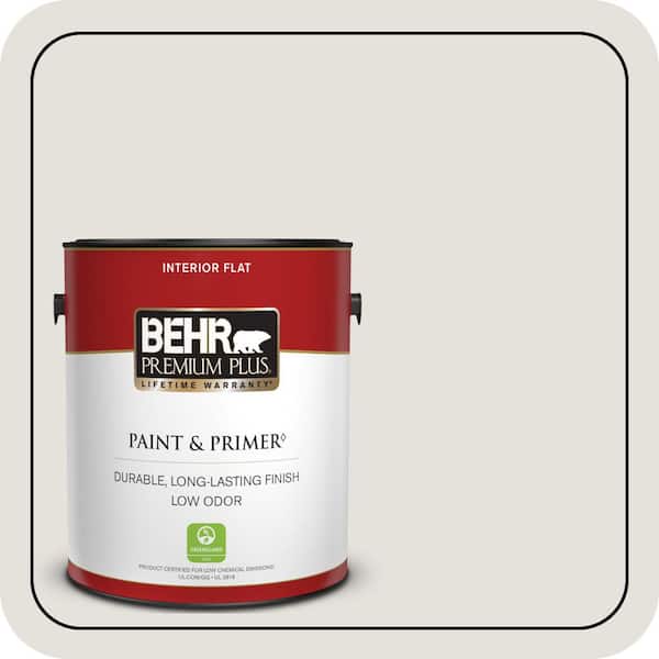 BEHR PREMIUM PLUS 1 gal. #PPU18-08 Painters White Flat Low Odor Interior Paint & Primer