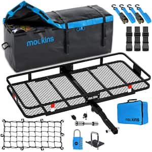 500 lbs. Capacity Hitch Mount Cargo Carrier Set with Folding Shank and 2 in. Raise, Cargo Bag, Net, Straps, Locks - Blue