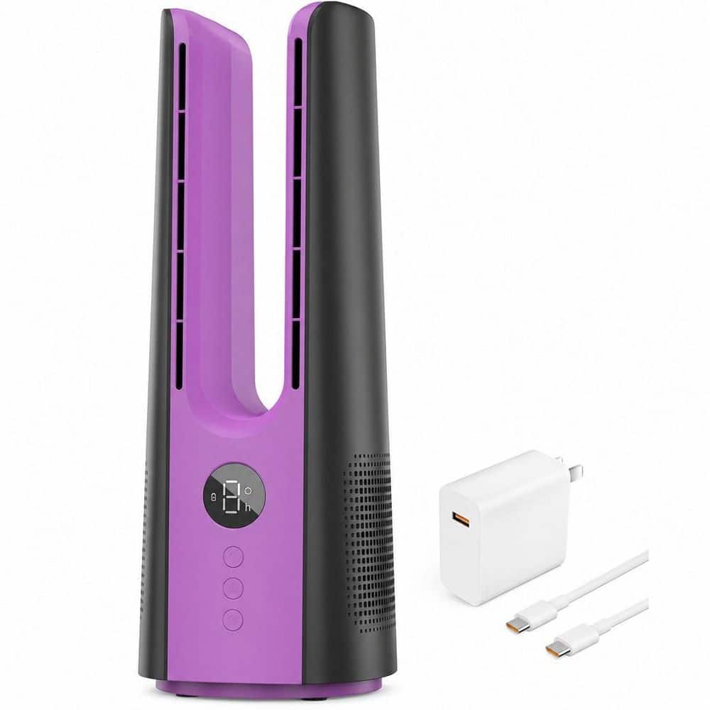 13 in. 9 Fan Speeds Desk Fan in Purple with 60° Oscillation 9H Timer LED Display Portable for Bedroom Office Desktop