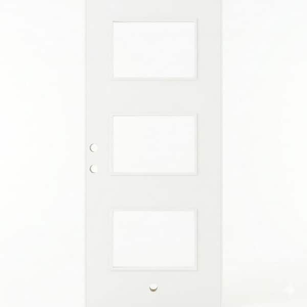 36 in. x 80 in. x 1 3/4 in. Universal/Reversible Unfinished Fiberglass Front Door Slab with Double Bore and Hinge Prep