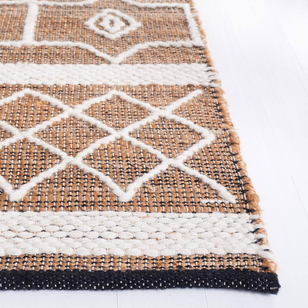 Taupe and Ivory Wool Cotton Square Area Rug