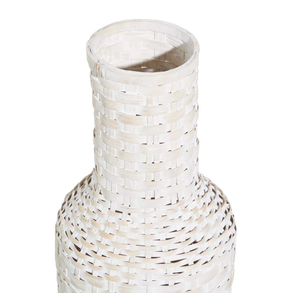 Bohemian Chic 30" White Woven Metal Floor Vase