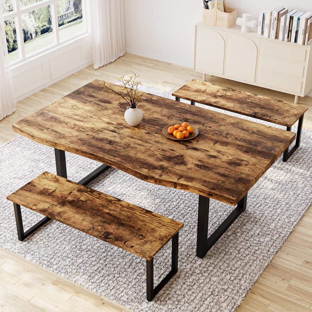GOJANE Modern 3 Pieces Irregular Vintage Brown Table MDF Table Top