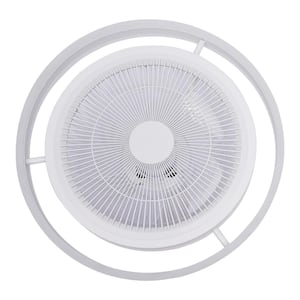 19.69 in. Dimmable Integrated LED Indoor White Enclosed Ceiling Fan with Remote for Bedroom Living Room Dining Room