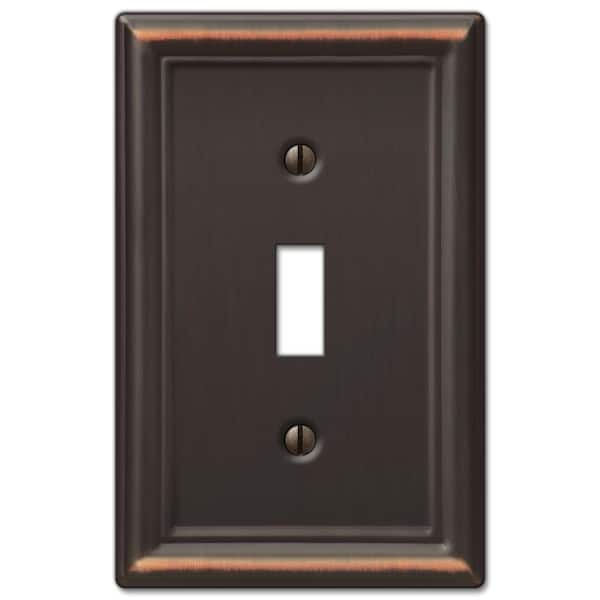 Amerelle Ascher 1-Gang Aged Bronze Toggle Stamped Steel Wall Plate