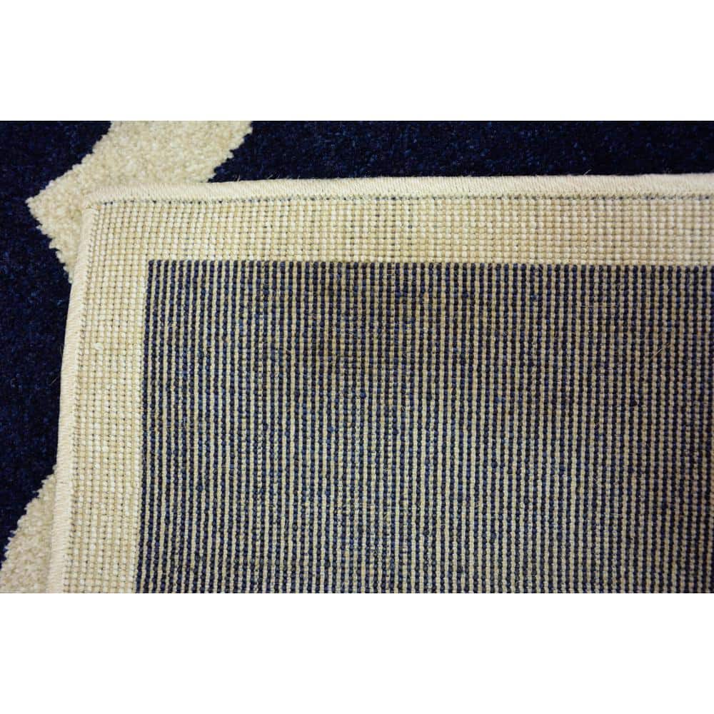 Navy Blue Trellis Rectangular Indoor Rug 5' x 8' - Easy Care & Stain-Resistant