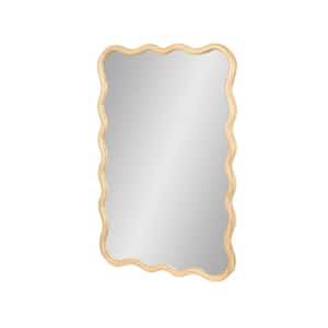 40 in. W x 28 in. H Rectangle Wood Framed Natural Mirror Modern Design Wall Decor Mirror for Living Room