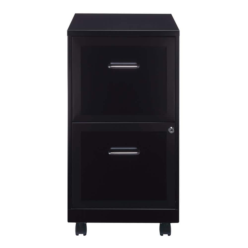 Space Solutions 18  Deep 2 Drawer Mobile Letter Width Vertical File Cabinet  Black